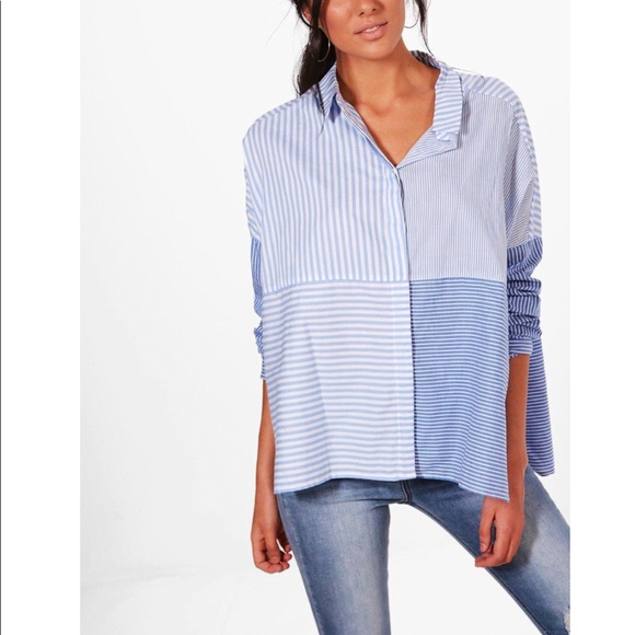 ASOS Tops - Boxy blue white striped shirt